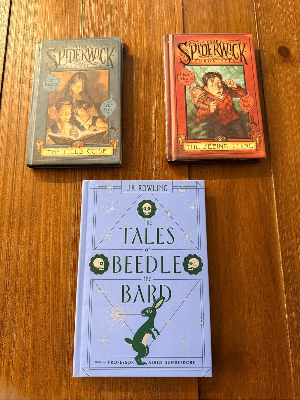 The Tales of Beedle the Bard & Spiderwick Books - Light Blue, Red, Brown Covers